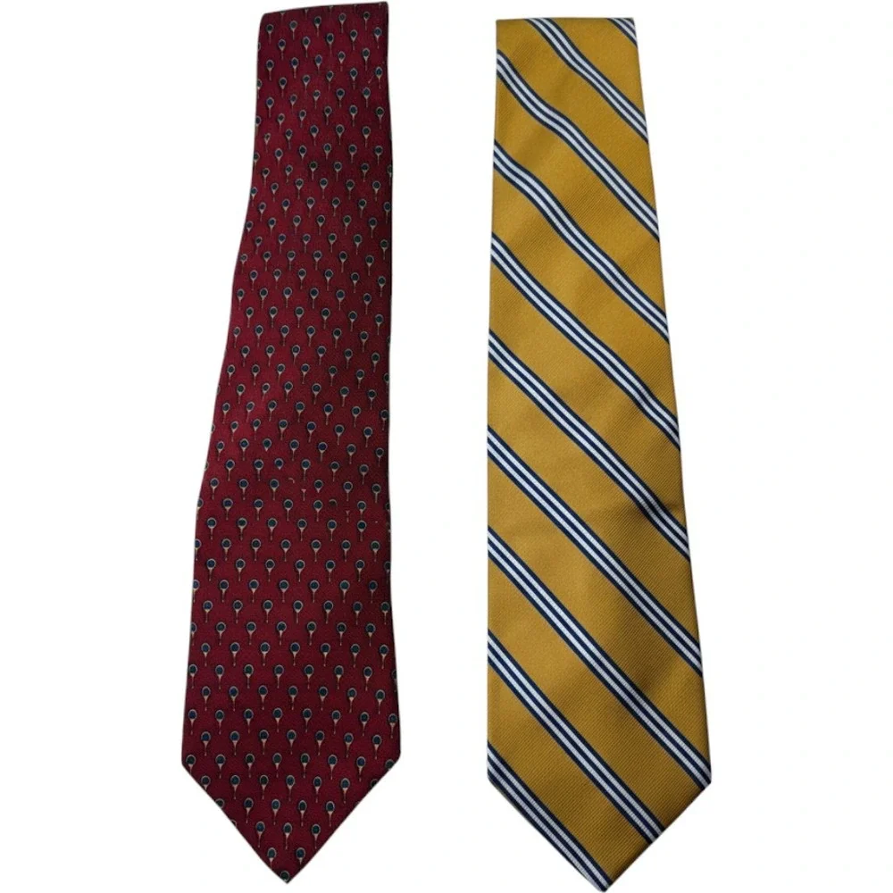 Brooks Brothers Makers Mens Silk Neck Tie Set of 2